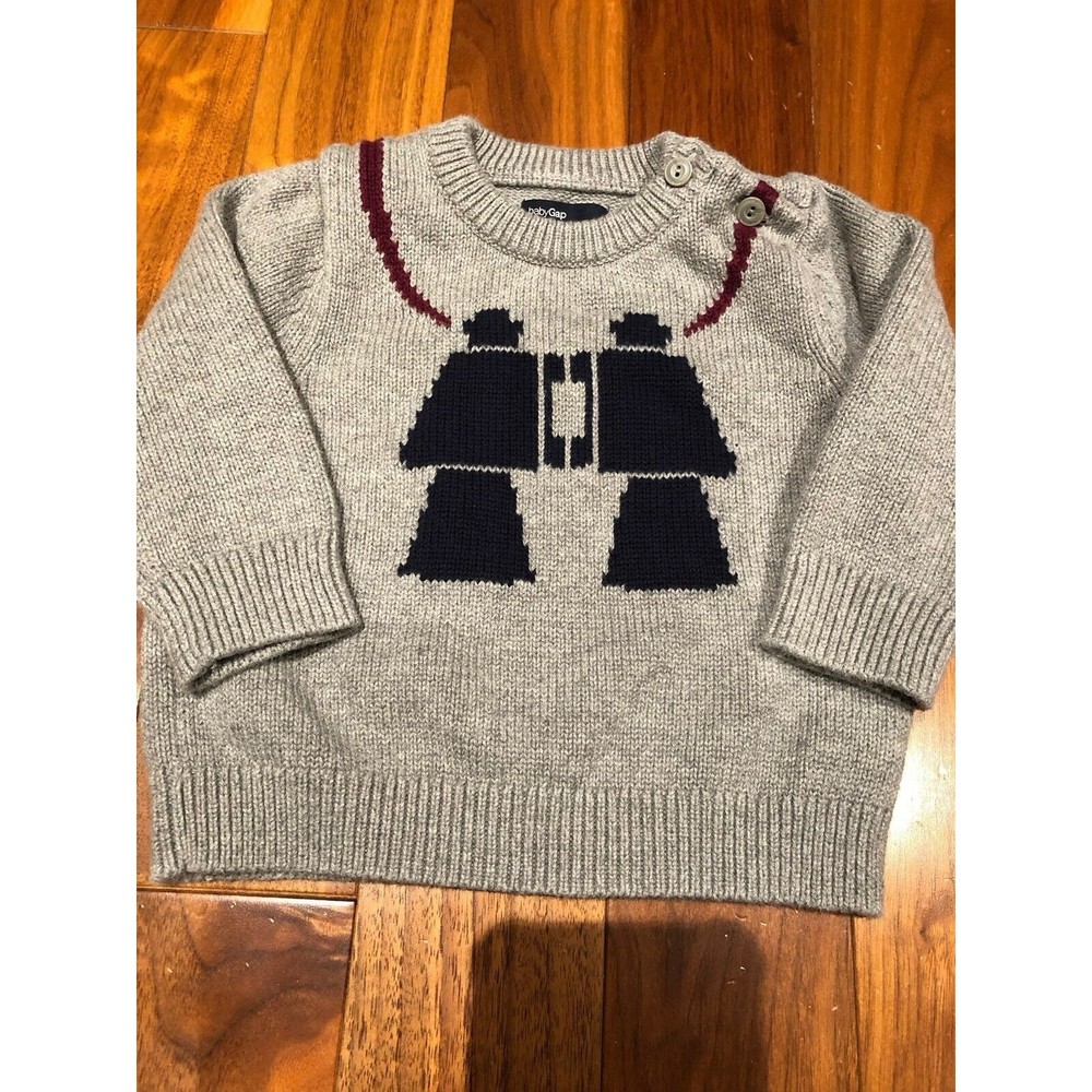 Baby Gap Knit Sweater Size 6-12 Mo Boys Gray Navy